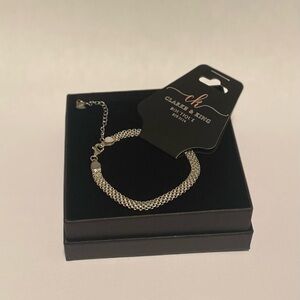 New 925 Real Sterling Silver Mesh Embossing Bracelet